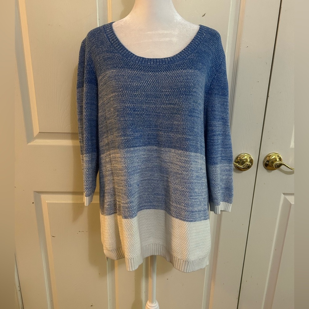 Tommy Hilfiger ombré blue-white cotton sweater, Large